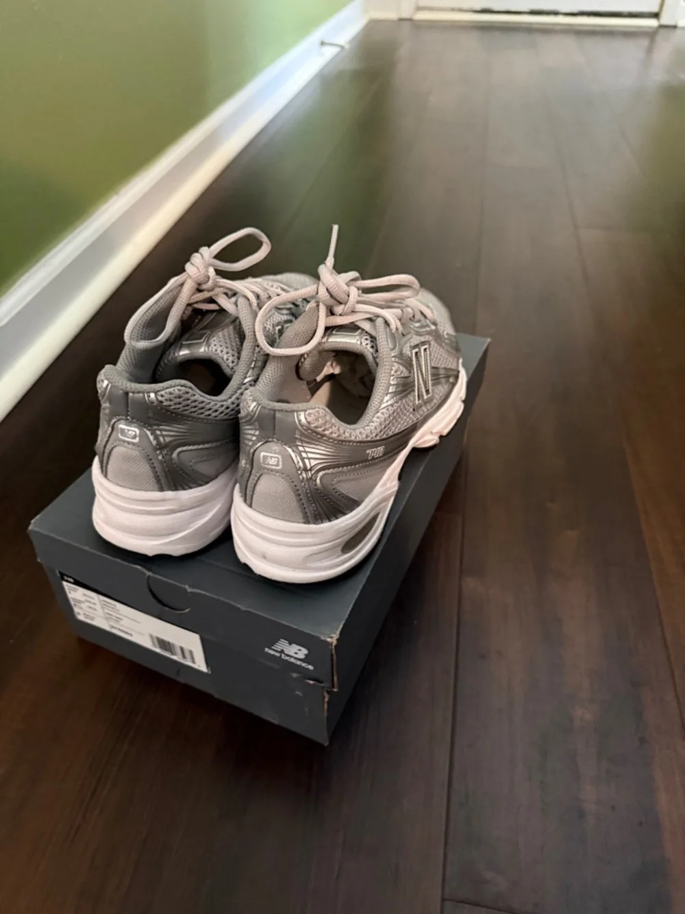 New Balance Silver Gray and White Athletic Sneakers (7y)